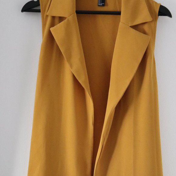 Forever 21 Gold/Mustard Long Sleeveless Jacket Vest - Picture 5 of 5